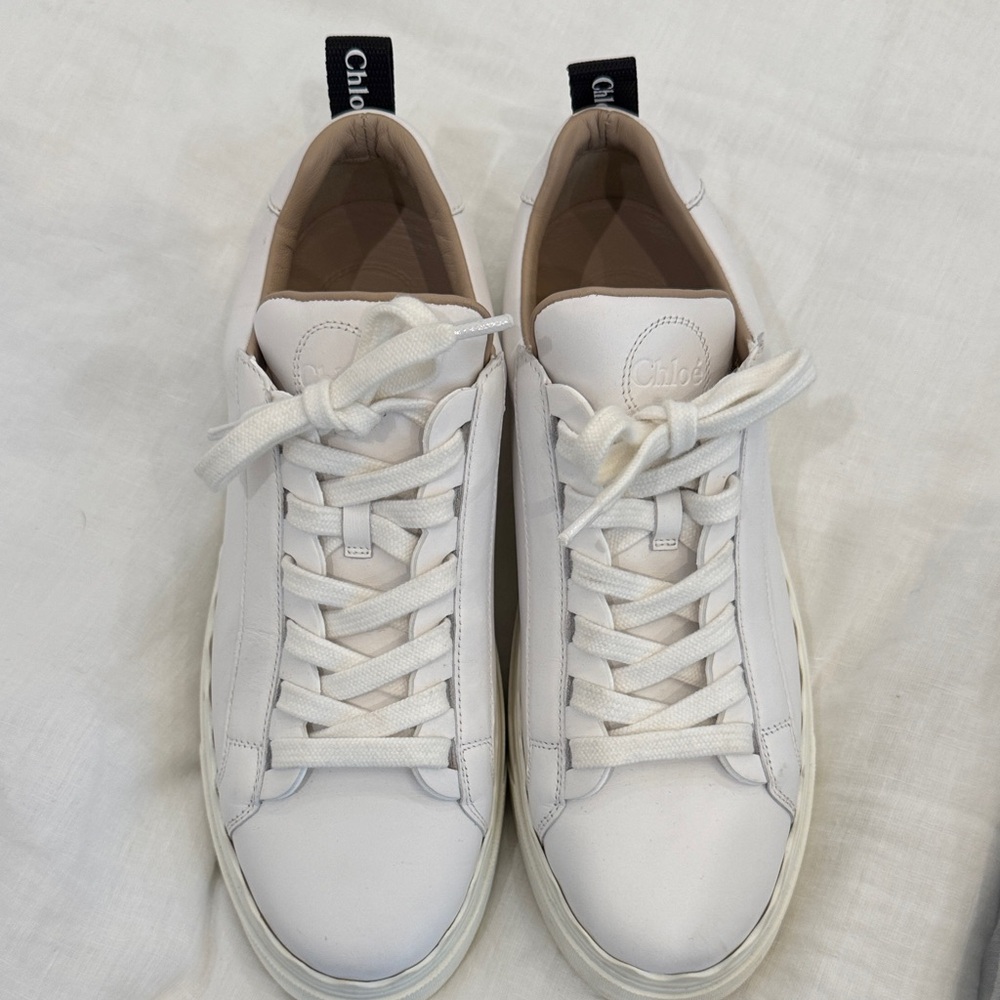 Chloe Cream Lace-Up Sneakers - Picture 2 of 6